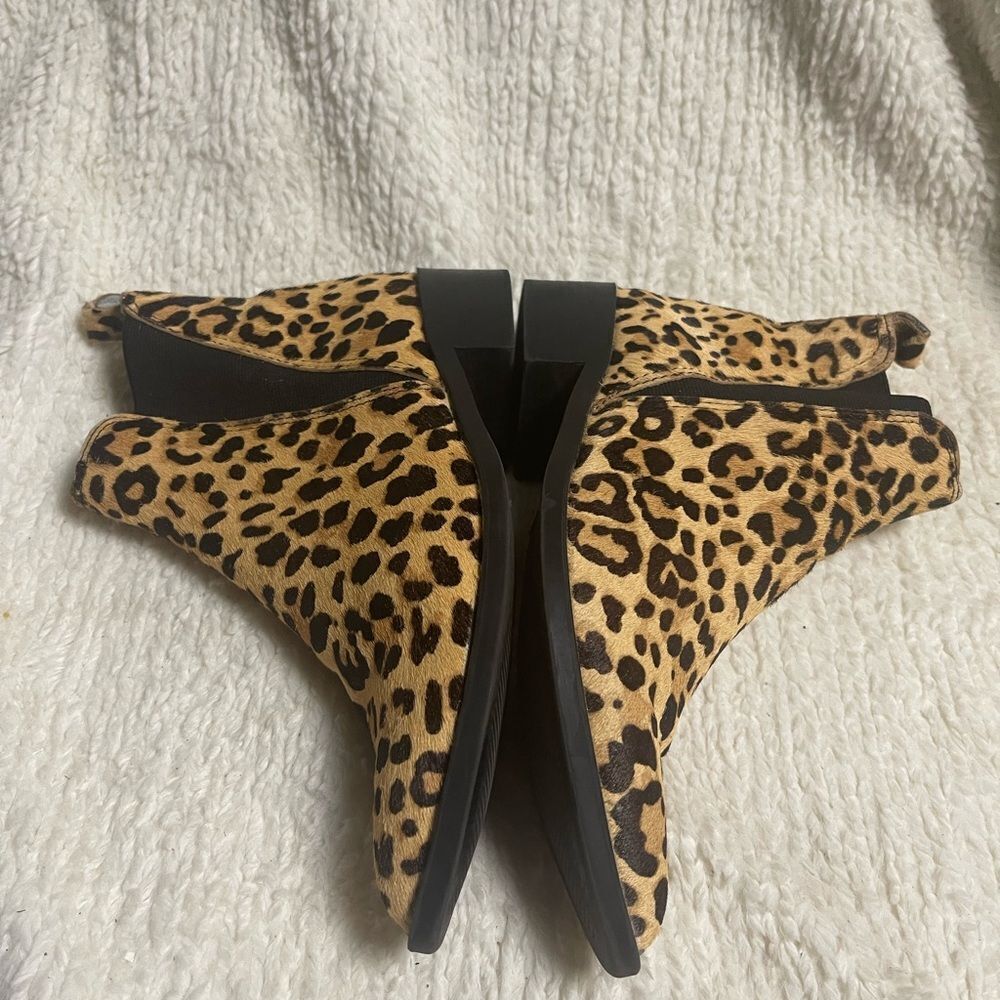 Steve Madden leather calf hair Leopard Print slip on Ankle Boots SZ6M - Picture 6 of 10